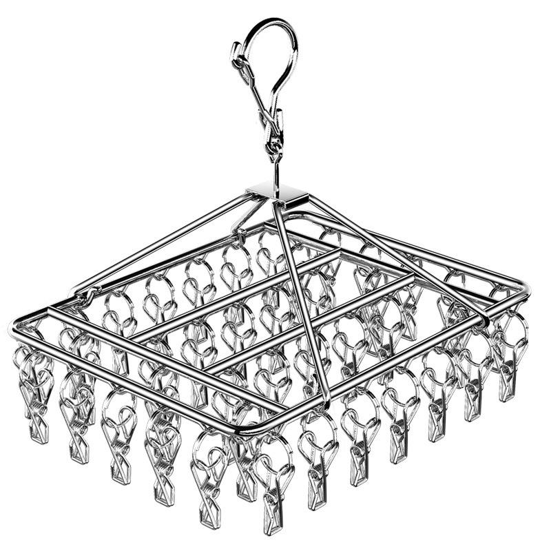 Wielofunkcyjny wieszak ze stali nierdzewnej do suszenia skarpet z klipsami - Idealny do użytku dla niemowląt, dzieci, w akademikach i na straganach ulicznych