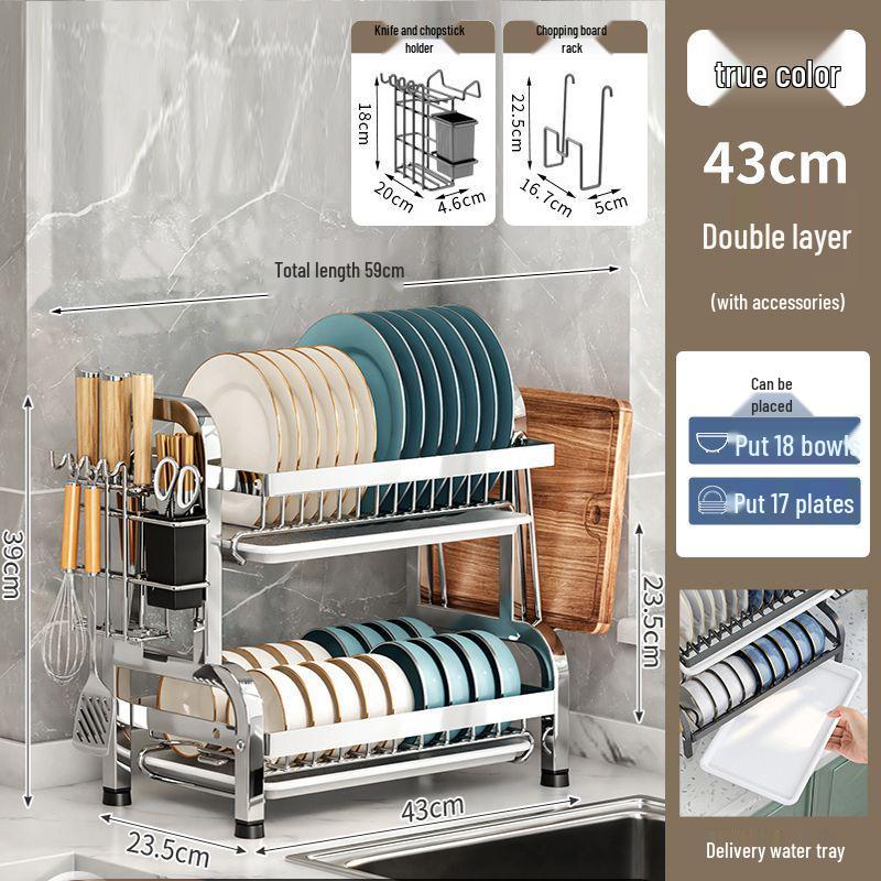 304 Stainless Steel Multi-functional Dish Drying Rack for Plates and Bowls