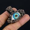 Evil Eye Pendant, 999 Copper Wire Wrapped Gemstone Jewelry, Handmade Pendant, For Mother Day