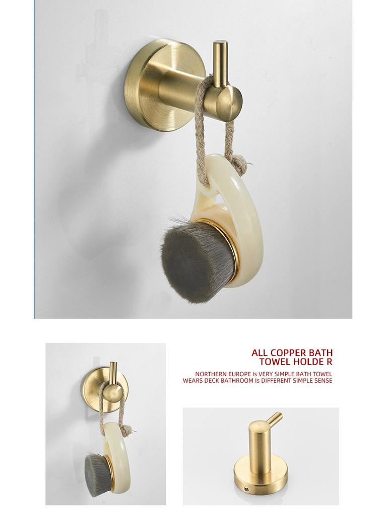 Gold Brushed Stainless Steel Bathroom Set: Towel Rack, Toilet Paper Holder, Storage Shelf, Clothes Hook, No Drill.