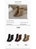Damen Retro Western Plissee Stiefeletten mit eckiger Spitze und Innensohle, dünnes Riemendesign für Herbst und Winter.