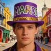 Stylish MardiGras Top Hat with Glittering Sequined Letter Party Tall Hat for Carnivals Event Gathering Dressingup Props