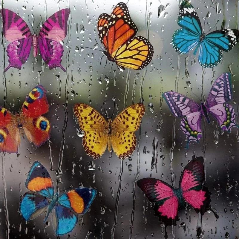 2025 New 20PCS Lifelike Butterfly Window Window Clings Decals Stickers Anti-Collision Reusable Glass Window Film Wall Stickers