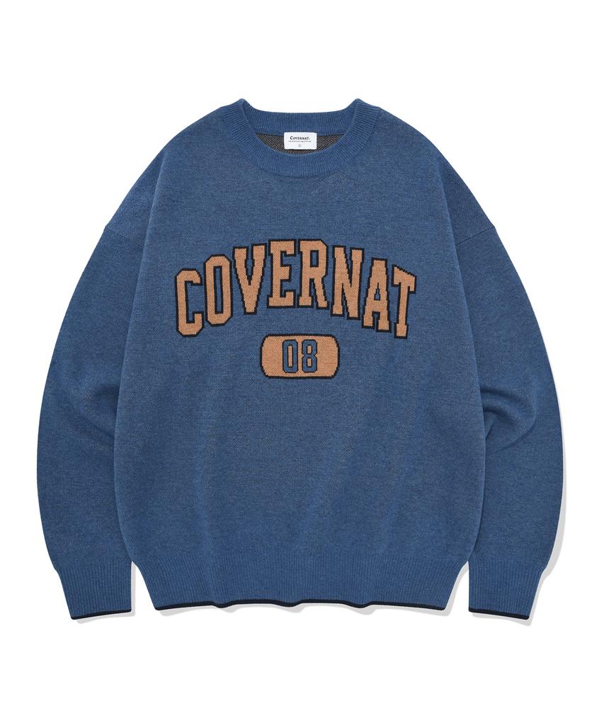 COVERNAT Arch Logo 08 Crew Neck Knit Blue