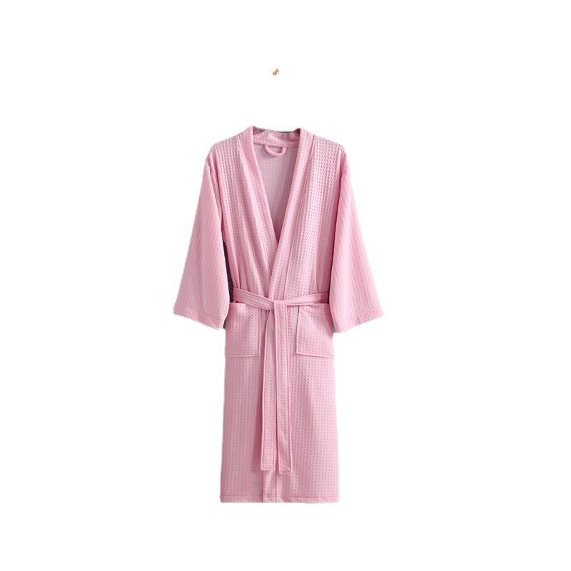 Lightweight Extra Long Waffle Bathrobe for Couples - Breathable Polyester Cotton, Perfect for Spring and Summer