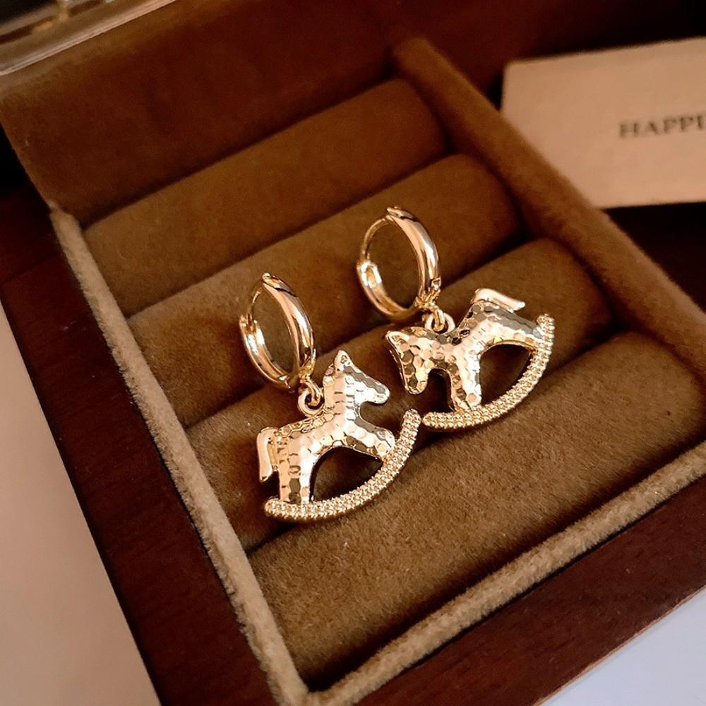 Rocking Pony Zodiac Horse Earrings Chinese Horse New Year Drop Earrings  Women