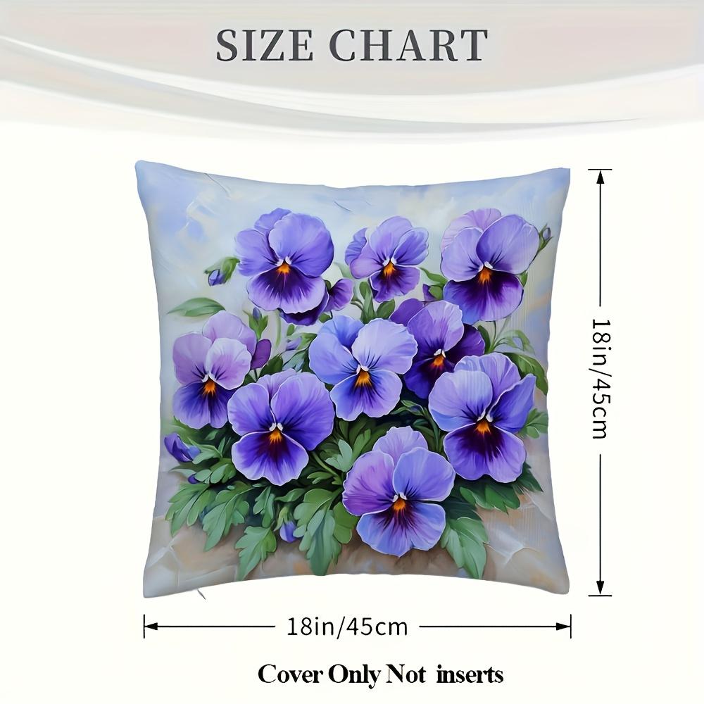 1Pc Single-Sided Print, Vibrant Purple Pansy Garden Print – Suitable For Decorative Cushion Covers Polyester Fiber