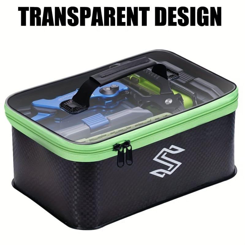 EVA Tackle Box Durable Waterproof Tackle Storage Box Carbon Fiber Pattern Contains Live Fish Bucket and Line Float Suitable for All Anglers