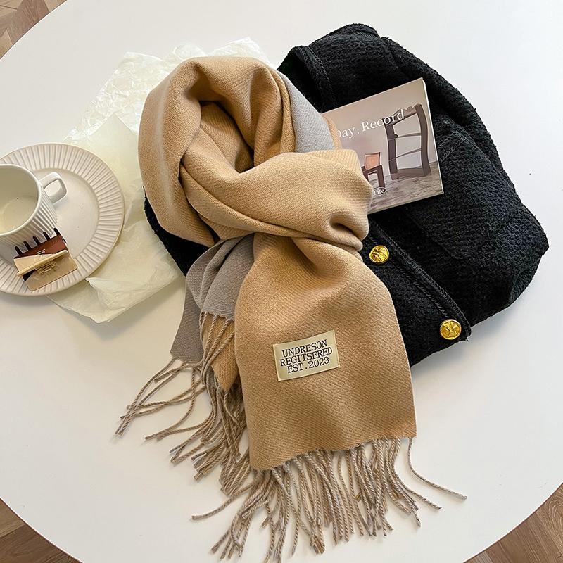 Luxury 2 Colours Cashmere Scarf Women Autumn Winter Shawl Pashmina Handkerchief Lady Pareo Soft Outdoor Windproof Travel Bufanda