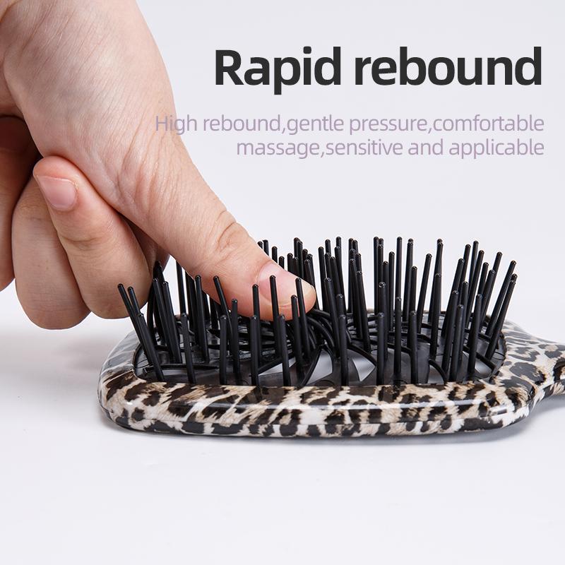 1pc Hair Brush Leopard Print Scalp Massage Comb Hollow Out Windmill Comb Anti-frizz Air Cushion Salon Styling Tool Winter Gift
