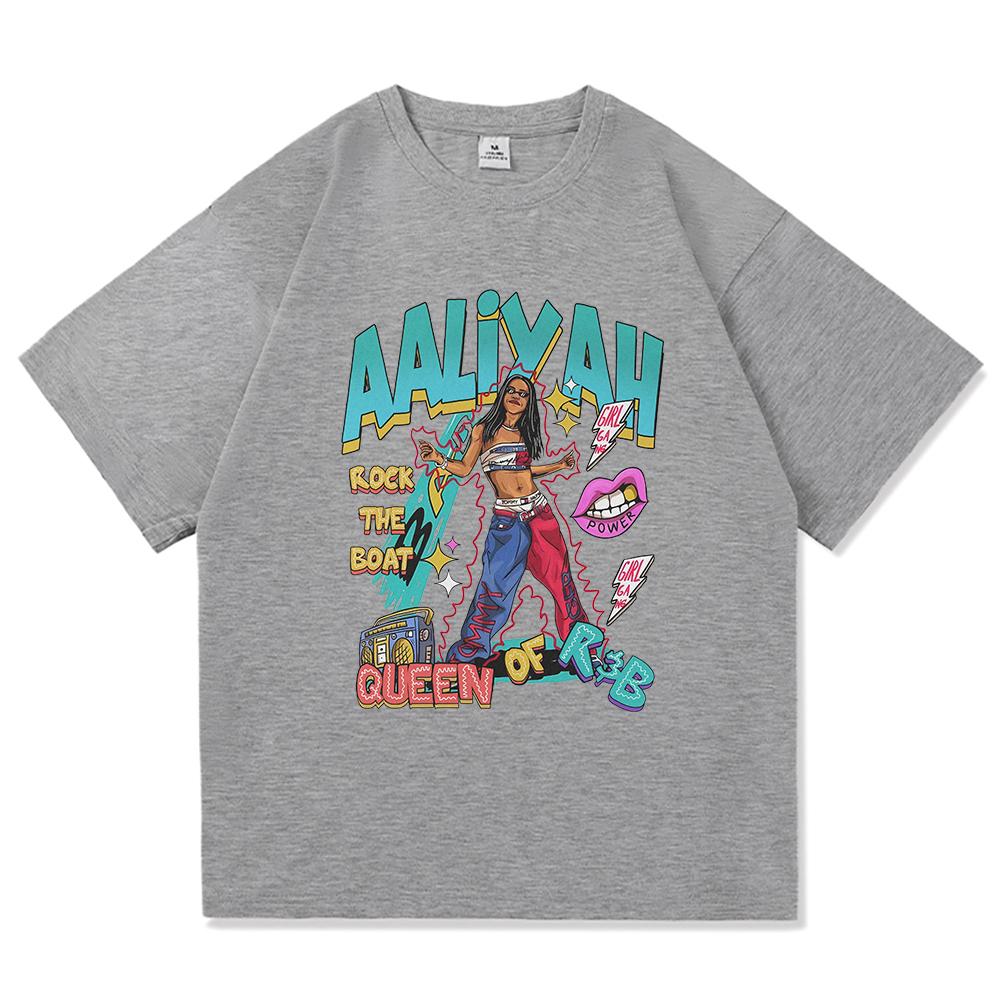 Aaliyah T Shirt Fashion Men Clothing Harajuku Unisex High Quality Cotton Tops Manga Funny Graphic T Shirts for Fans Gifts