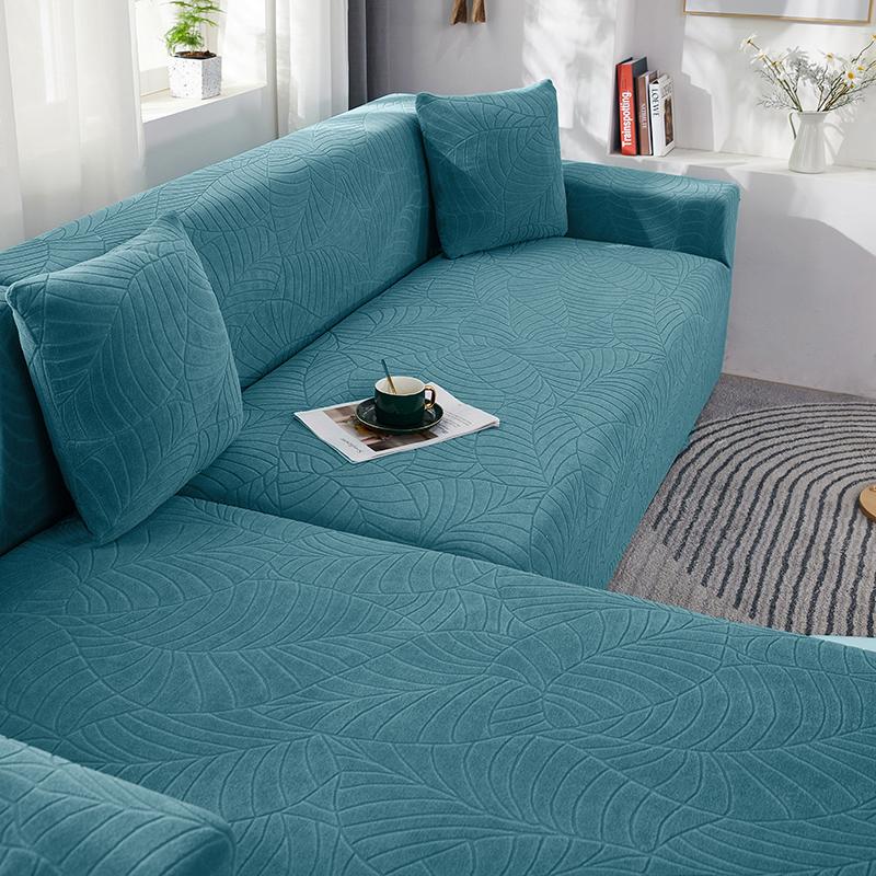 Lellen Waterproof Jacquard Sofa Covers Thick Elastic Corner Solid Couch Cover L Shaped Sofa Slipcover Protector 1 /2 /3 /4 Seater