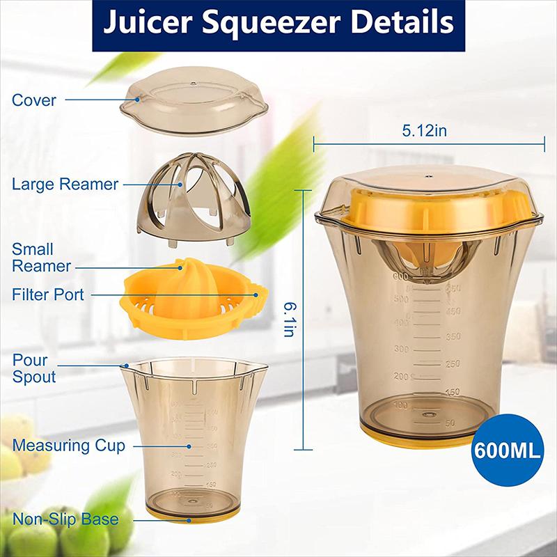 Lemon Squeezer Manual Citrus Juicer with Measuring Cup 600Ml and Cover Lemon Squeezer Juicer Lime Squeezer Bar Tool JT72