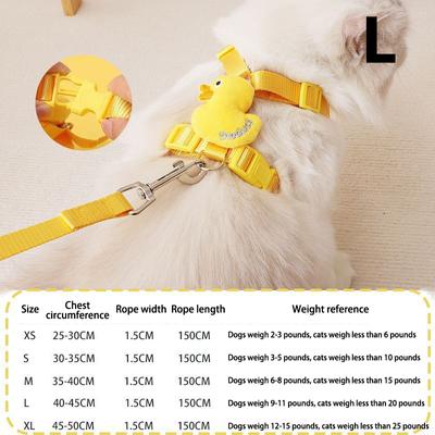 Breathable Mesh Pet Harness Cartoon Little Yellow Duck Pet Vest Harness Leash Small Dog Puppy Cat Adjustable Buckle Leash