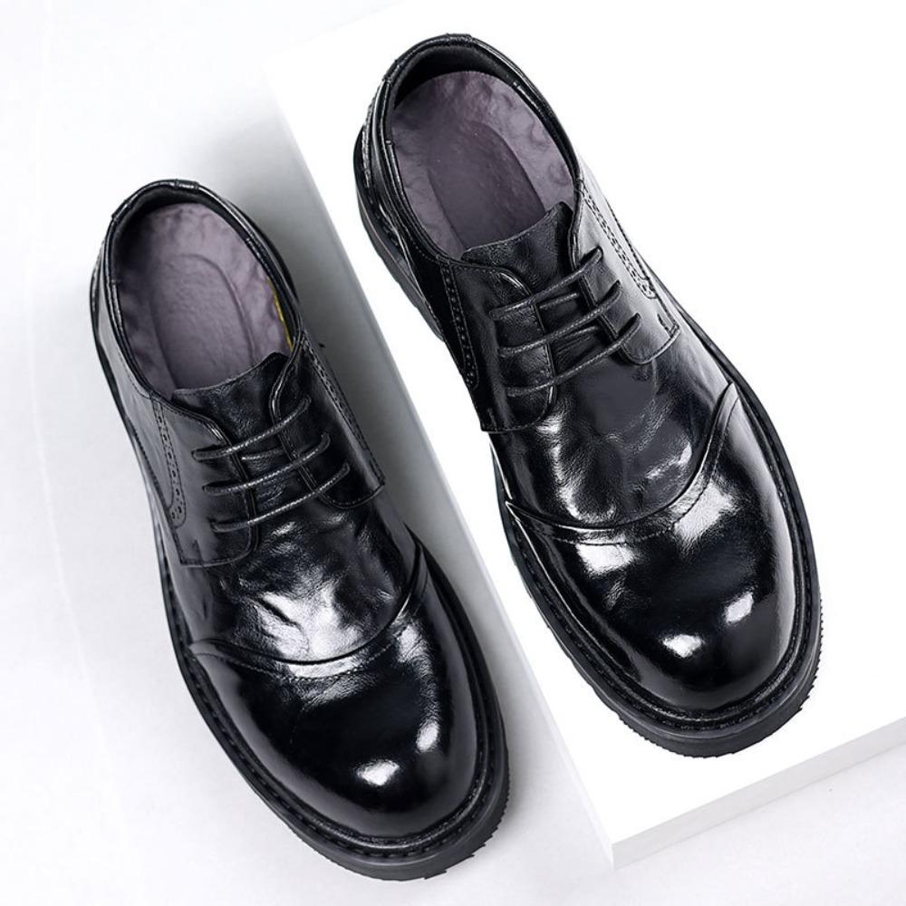 Fashion Original Formal Shoes Men Thick Soled Round Toe Leather Shoes Men Business Leisure Men's Shoes Cowhide Men's Leather Shoe