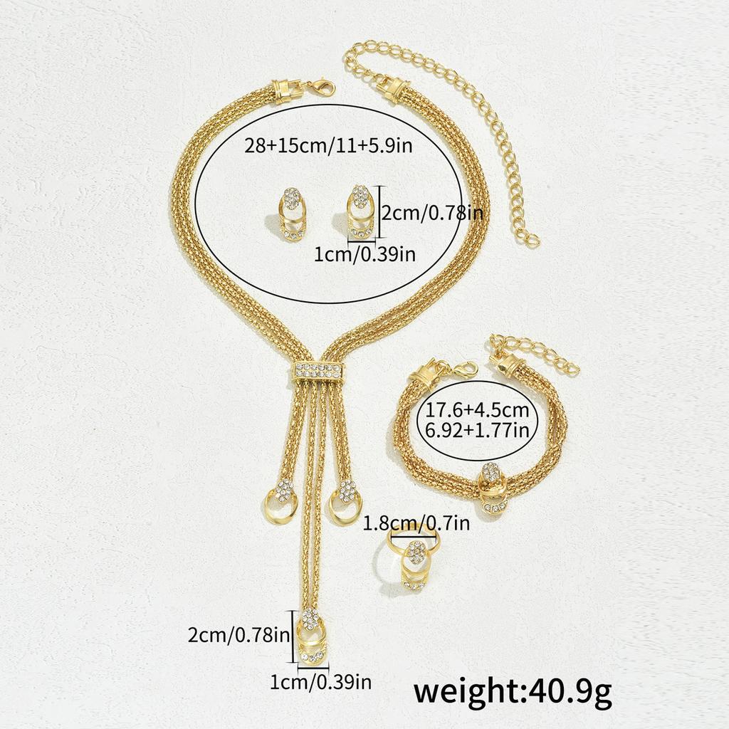 New Simple and Fresh Necklace Earrings Set Niche Design Collarbone Chain Versatile Index Finger Ring