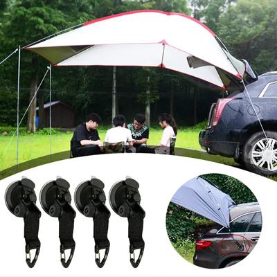 4 Stück Autozelt-Saugnäpfe mit seitlicher Schnalle, runde, dreieckige Markisenanker, Outdoor-Campingzelt-Saugnäpfe, Anker-Sicherungshaken, Schwarz