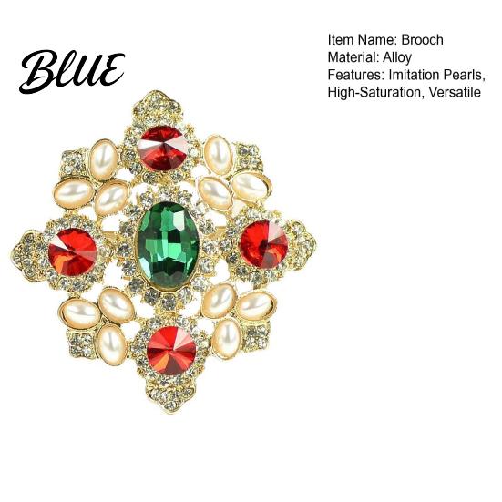 Coat Brooch Accessory Dazzling High-Saturation Imitation Gemstones Faux Pearls Inlaid
