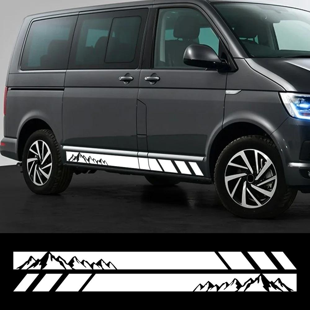 Mountains Styling Car Decals Car Side Skirt Stripe Stickers Auto Decoration Accessories For Volkswagen VW T4 T5 T6 Transporter