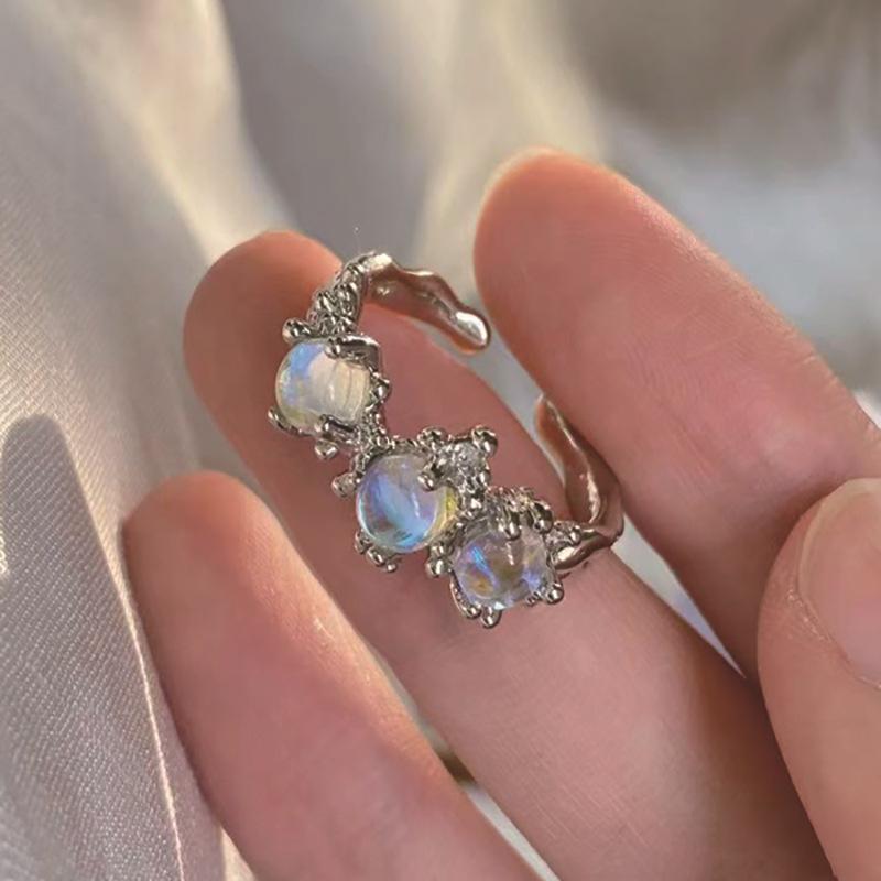 New Crystal Rings Heart Adjustable Ring Irregular Geometry Punk Vintage Rings Set for Women Girls Fashion Jewelry