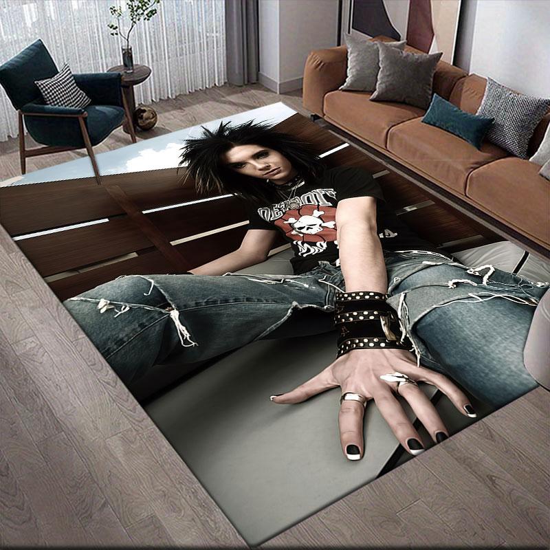 Bill Kaulitz Flannel Printed Carpet, Home Sofa Decoration for Living Room & Bedroom, Non‑Slip Play Flannel Floor Mat for Game Room