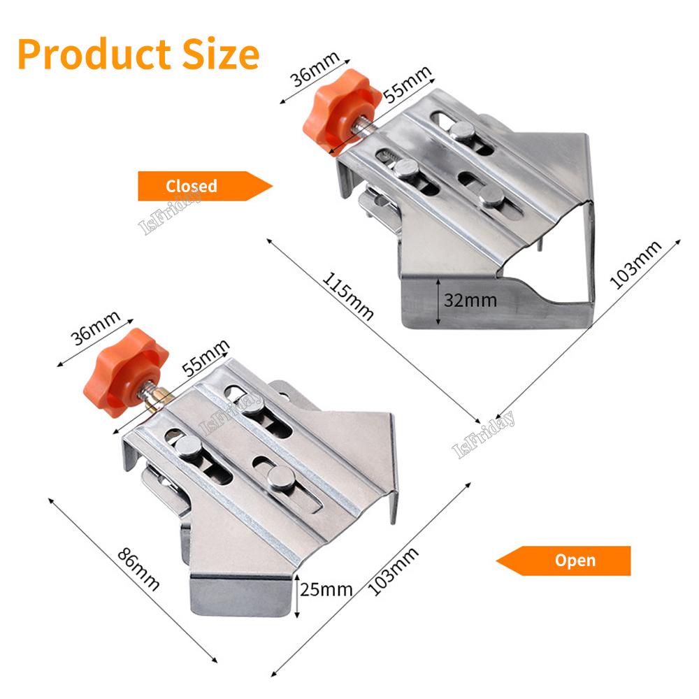 90 Degree Right Angle Clamp 2/4PCS Stainless Steel Carpenter Splicing Quick Clamp Locator Fixed Frame Clamp Woodworking Tools