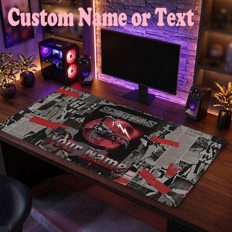 Scorpions Customized Name Text Mouse Pad, Large Desk Mouse Mat Personalized Home Office Present