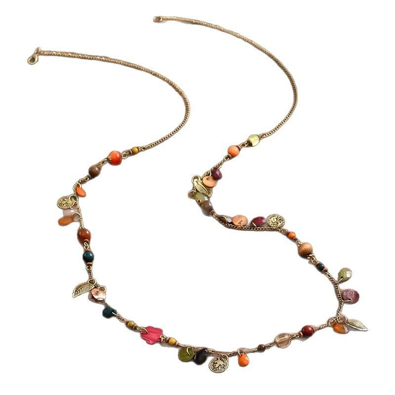 

Bohemian Beaded Pendant Necklace With Alloy Chain For Summer Party And Beachwear