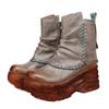 Johnature Women's Platform Shoes Genuine Leather Thick Soled Comfortable Versatile Retro Wedges Short Boots