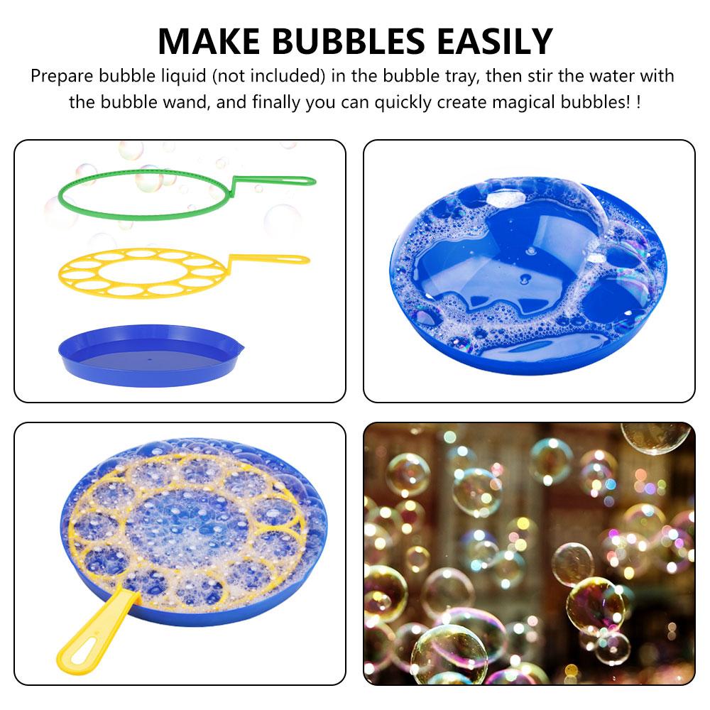 Big Bubble Wands Set Toys Large Bubble Making Maker with Tray for Kids Adult Summer Outdoor Party Favors Gifts Birthday Games