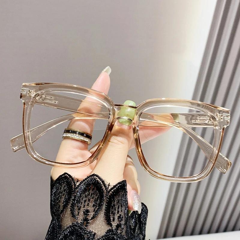 Unisex Square Frame Optical Glasses Fashion Anti Blue Light Plain Eyewear Oversized Computer Finished Prescription Eyeglasses