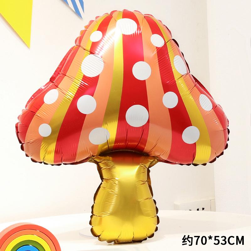 Cute Cartoon Red Pink Mushroom Aluminum Film Balloon Outdoor Camping Picnic Photo Birthday Party Decoration Arrangement