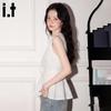 Fingercroxxit French V-Neck Hollow Out Sleeveless Waist-Cinching Top