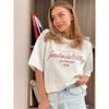 European and American Fashion Letters Print BF Loose Short sleeve Half Sleeve Mid Length T-shirt Women Tee T-shirt Top Women