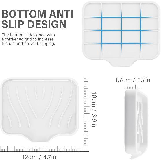 Silicone Soap Dish with Drain, SAISN Kitchen Soap Tray for Shower 2 Pack Self Draining Soap Dish Soft Bathroom Soap Holder for Kitchen Sink Flexible