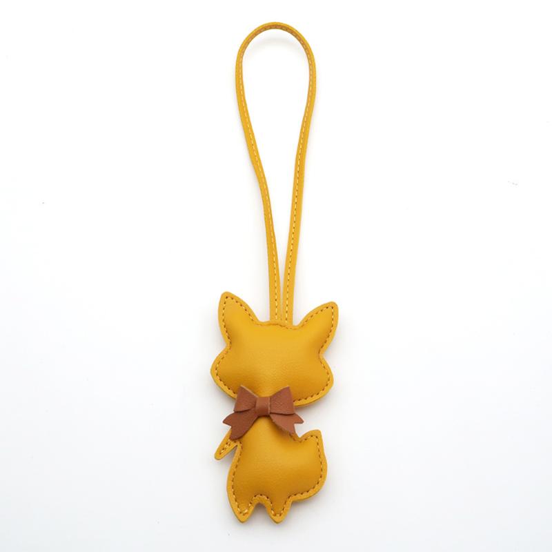 Fox Keychain PU Leather Animals Keyring Hanging Ornament Backpack Handbag Charm Gift For Men Women Bag Charms