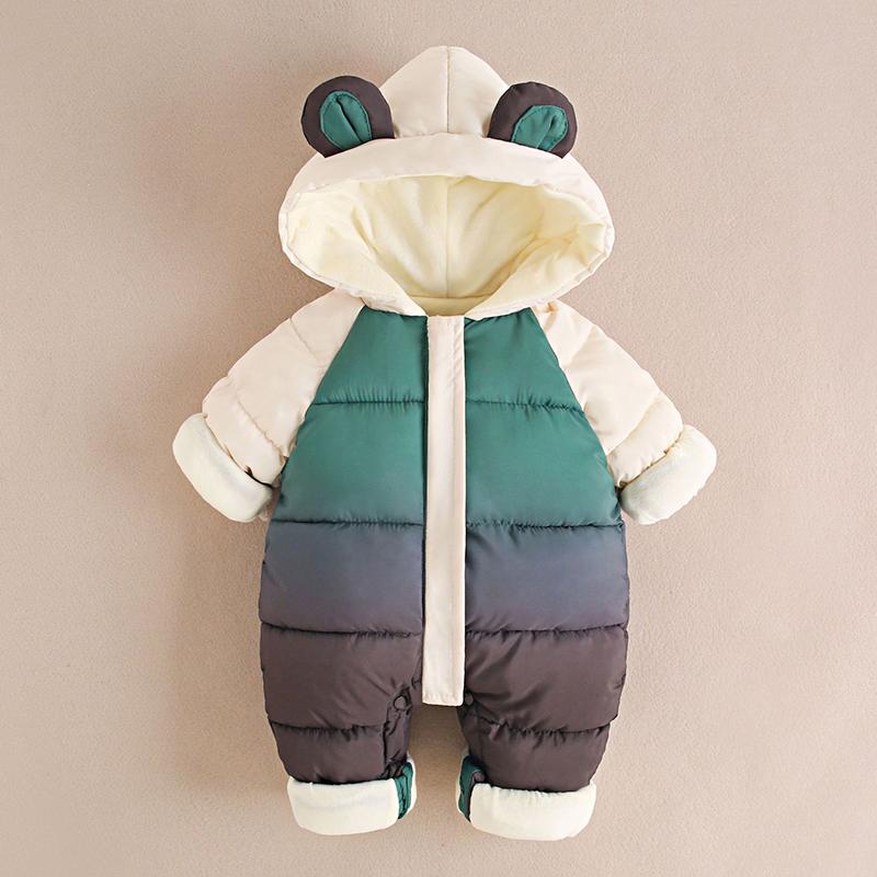 Thick Keep Warm Baby Boys Rompers Cute Colorful Splicing Fleece-lined Plus Velvet Jumpsuits Kids Children Bodysuit