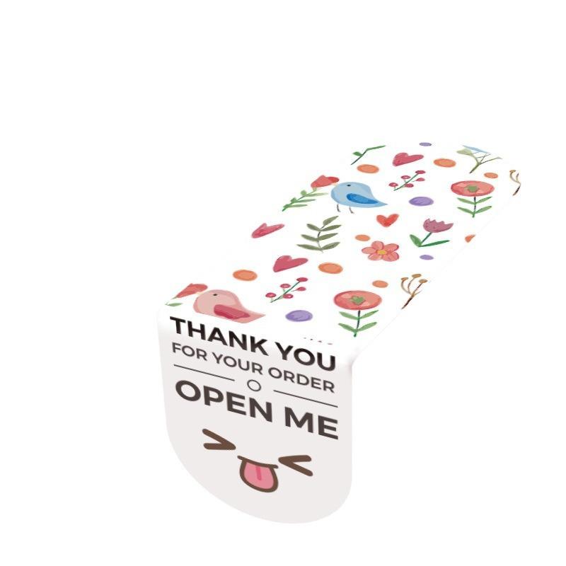 Emojis, Floral Images, Packaging Stickers, Gift Box Sealing Stickers, Rectangular, 100 Stickers, Cute Pattern Wrapping Paper