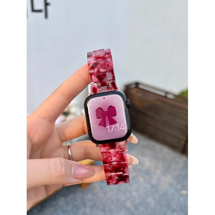 

Summer Resin Strap for Apple Watch S10 9 8 7 6 5 Resin Woman Bracelet for Iwatch Band 46mm 38 40 41mm 42 44 45 49mm Accessories for 38 40 41mm земляничный