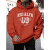 Hanorace cu imprimeu litere Brooklyn 89 Bărbați Modă Hanorac Confortabil Toamnă Fleece Moale Bărbați Hanorac Buzunar Buzunar Cald Topuri Hanorace și Sweatshirturi Bărbați