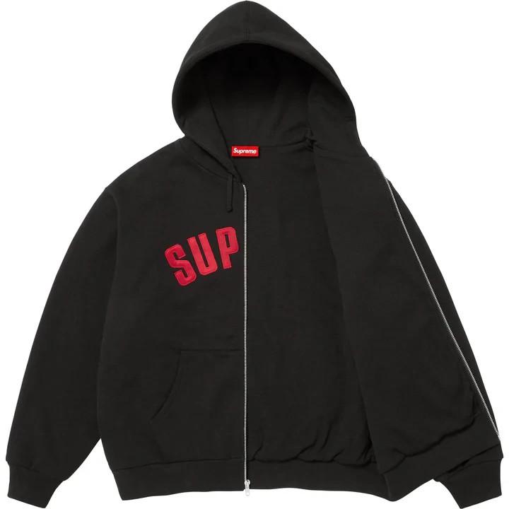 Supreme Arc Thermal Lined Zip Up Hooded Sweatshirt Black