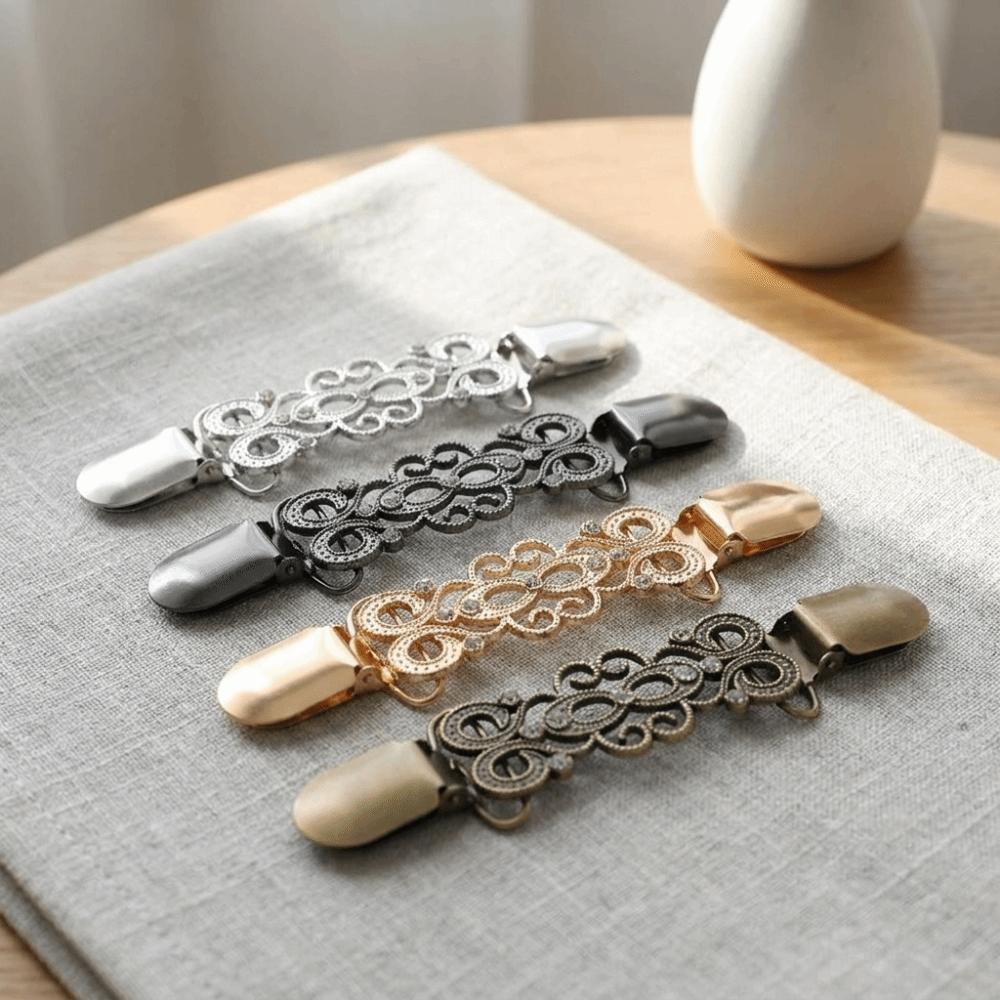 4 pcs Zinc Zinc Alloy Sweater Clips Flower Shawl Collar Clips Outfit Decoration Clothing Fastener Clips Shirt