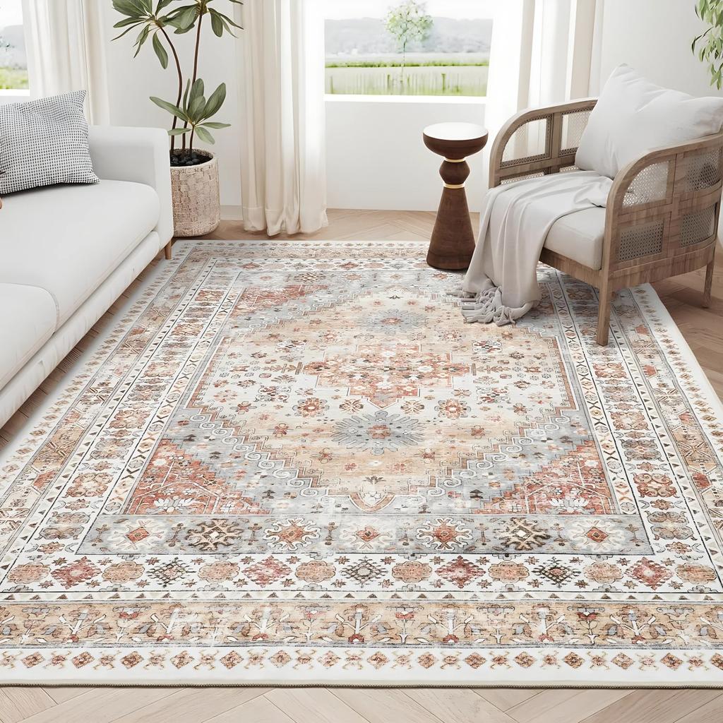 Bohemian Carpet, Durable And Stain-Resistant Living Room Floor Mat, Vintage-Style Bedroom Carpet For Home Decoration