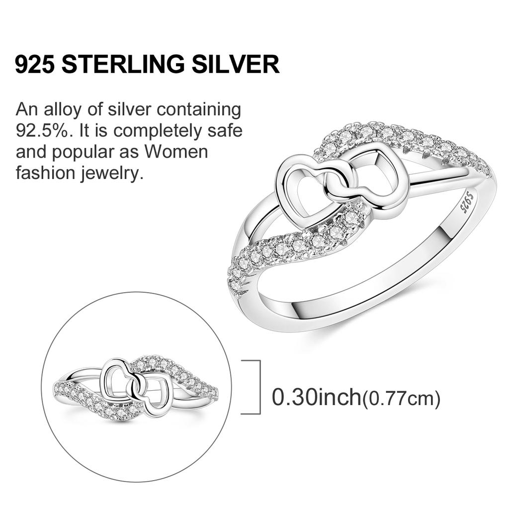Rings For Women 925 Silver Color Zircon Winding Romantic Ring Finger Beaded Luxury Jewelry Original Engagement Wedding Gift
