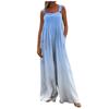Wide Leg Overalls For Women Casual Loose Sleeveless Jumpsuits Retro Print Button Long Pant Romper Jumpsuit With Pockets