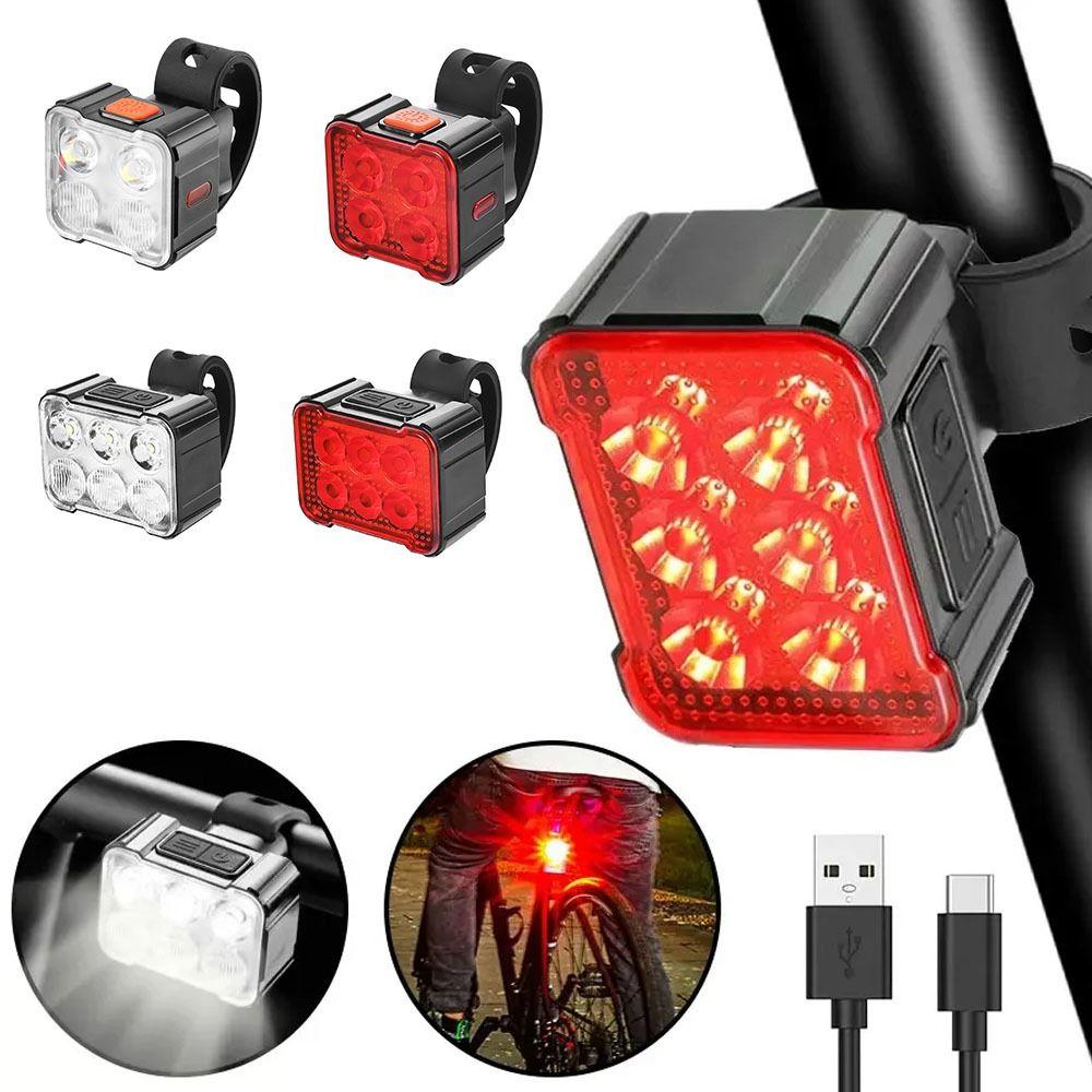 

6/4 Ламповый шарик Велосипедный фонарь USB зарядка Задний фонарь Свет Спорт на открытом воздухе 4 LED beads-Red Light