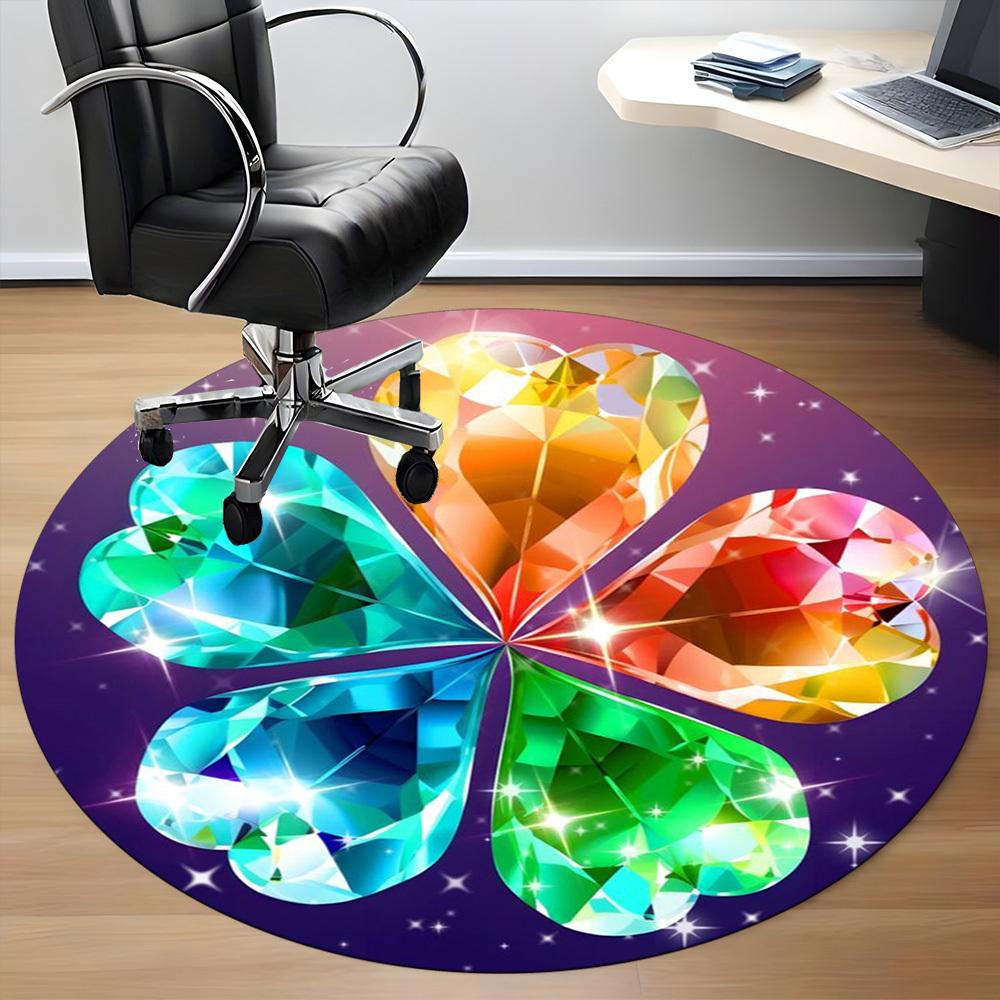 1pc Diamond Clover Chair Carpet for Office, Soft Comfortable Mat For Office, Living Room, Bedroom, Machine Washable Carpet yy251112012