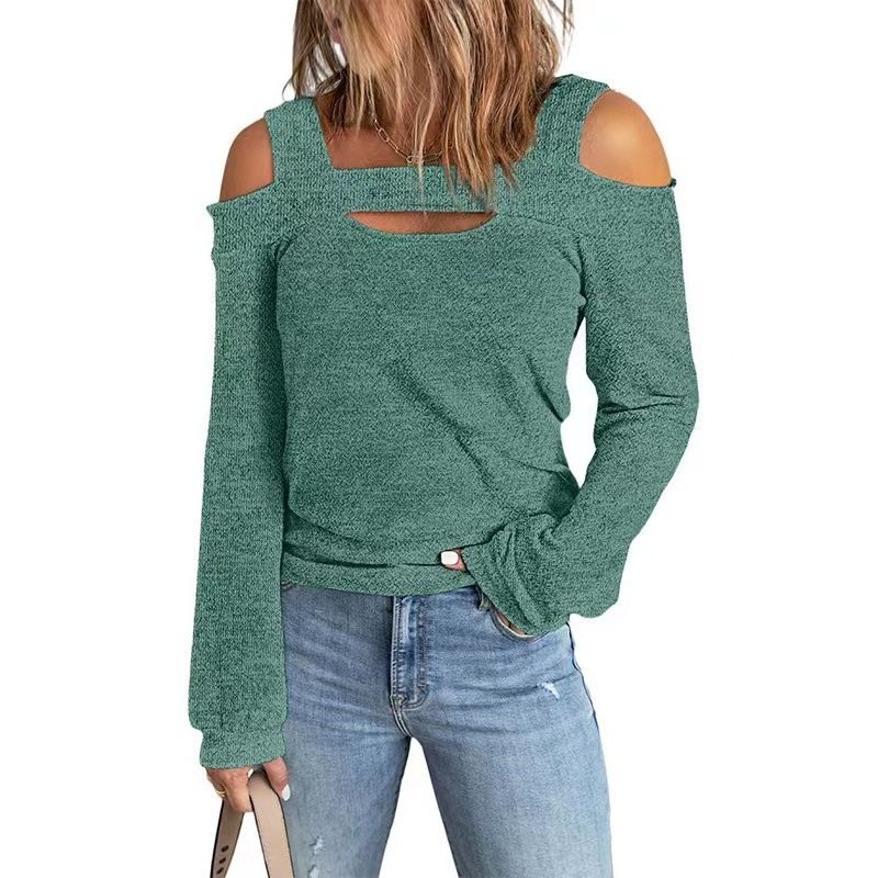 Loose and Performed Long-Sleeve T-shirt European and American Loose Hollow Long Sleeves Shirt