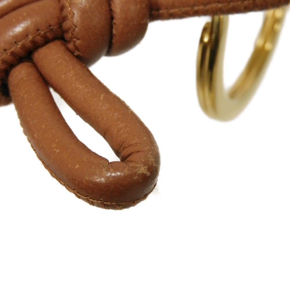 Used 11897 Triangle Key Ring 619100 V0050 2650 7950 Current Logo Ring Charm Intrecciato Brown Unisex from Japan