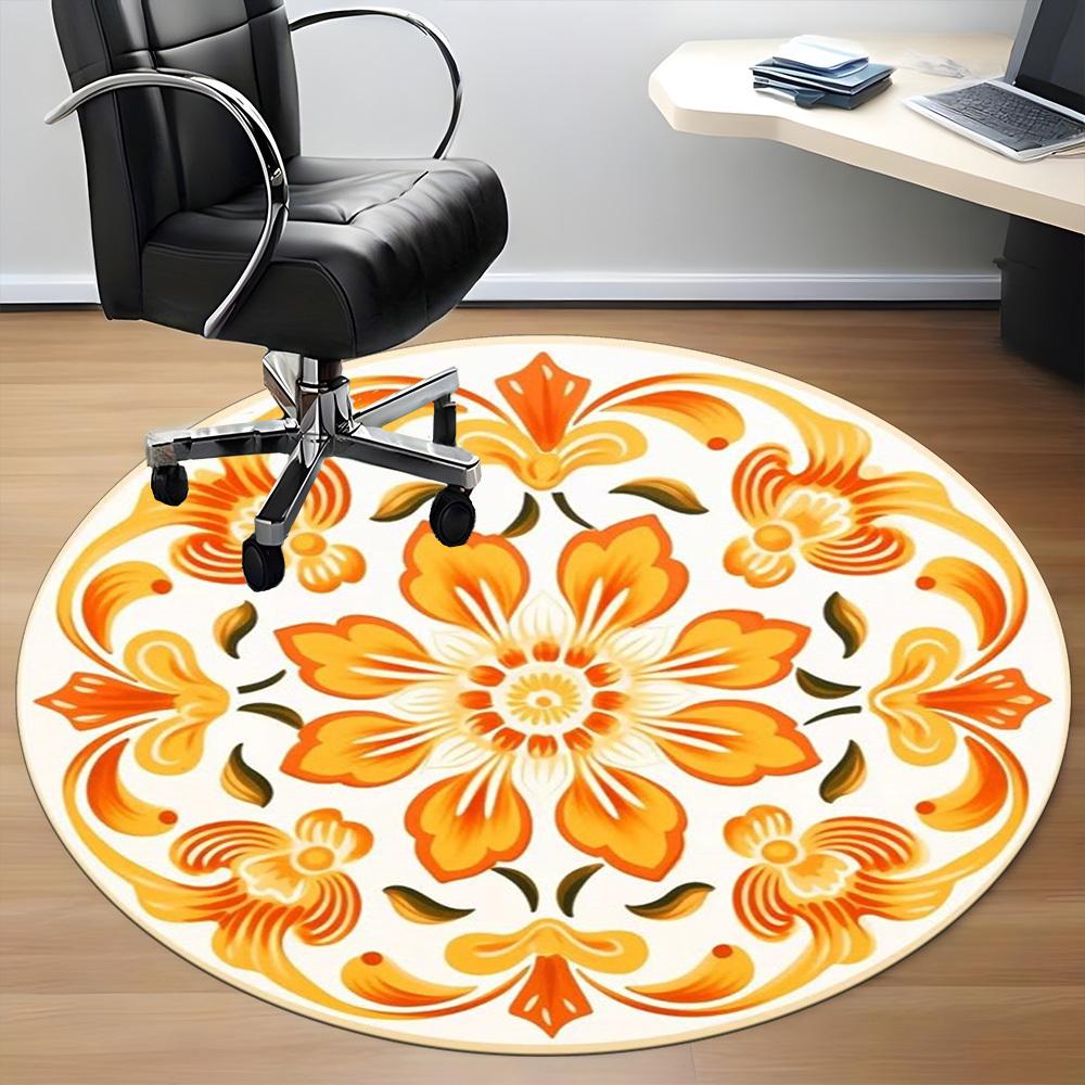 1pc Floral Ornament Chair Carpet for Office, Soft Flannel Throw Mat, Perfect for Office,Holiday Party Decoration Choice Yy251113169
